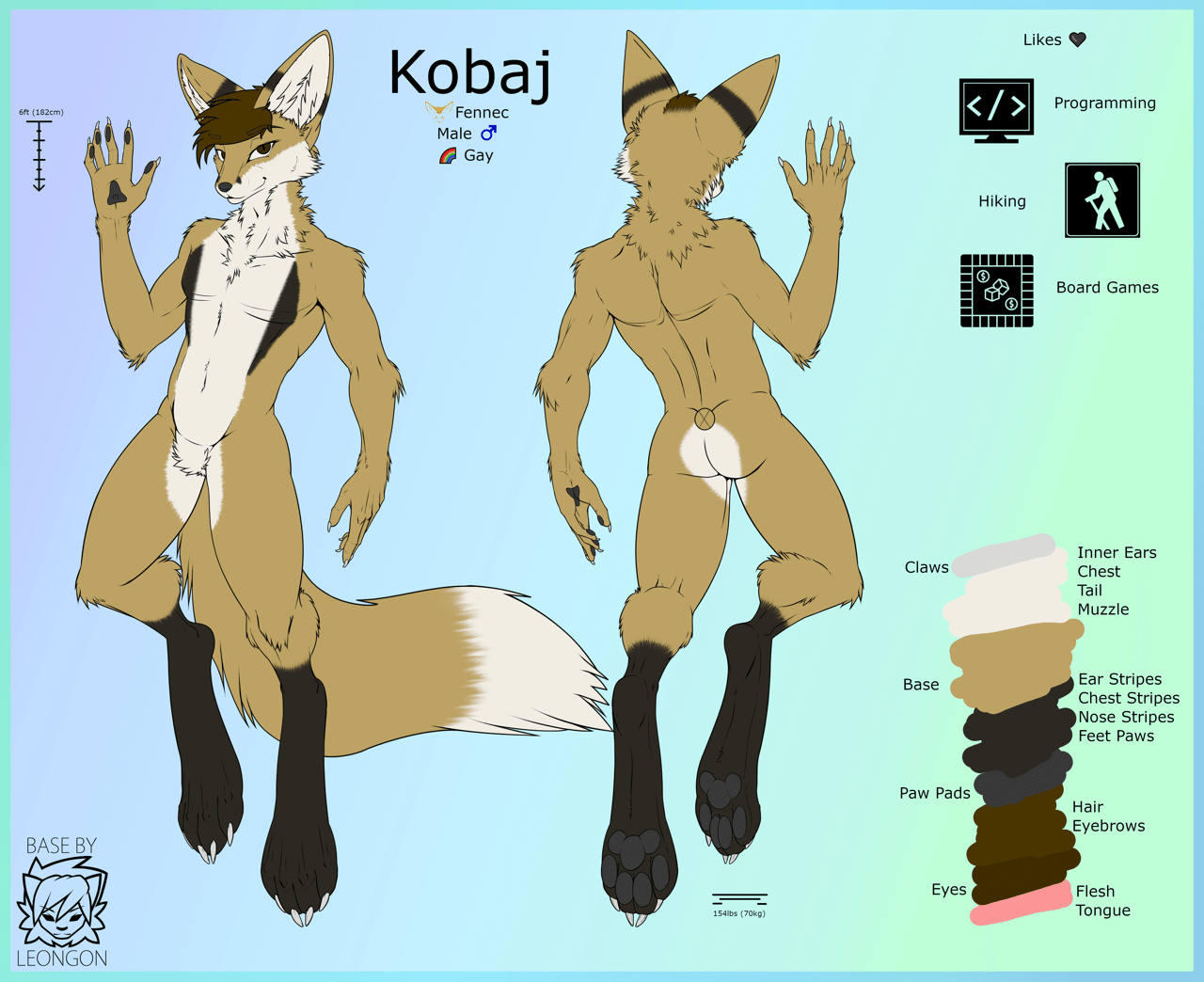 Main reference of Kobaj showing off his markings and attributes.