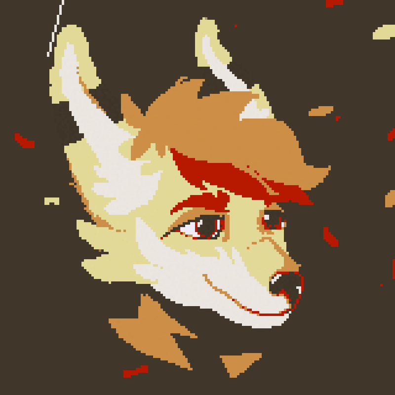 Animated Kobaj with some fall leaves and light rain.