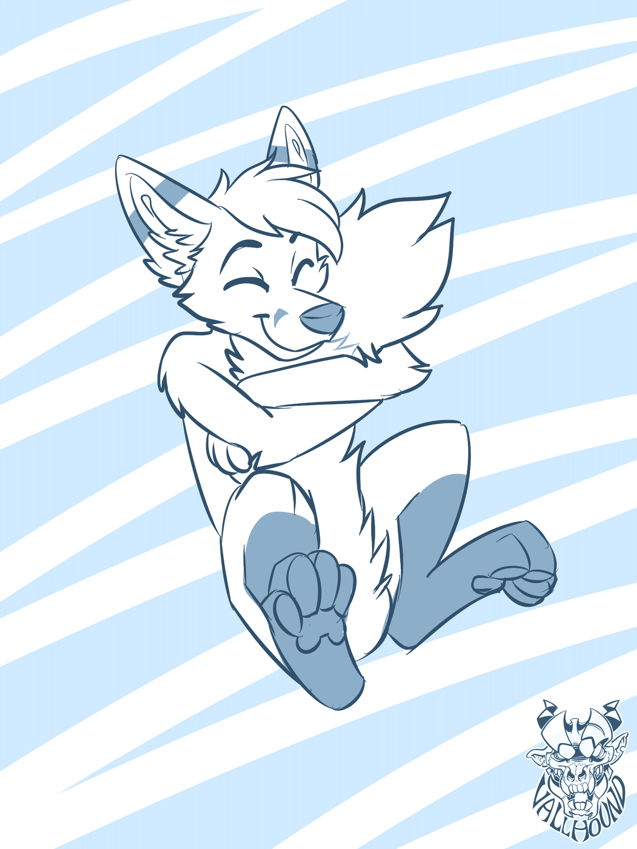 Kobaj snuggling his tail.