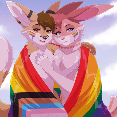 Kobaj and Woofy show off their pride.