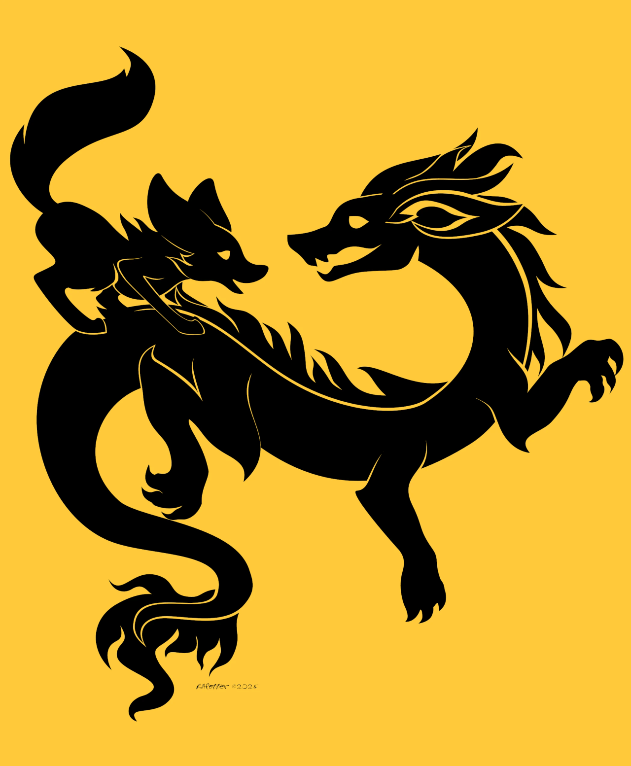 Kobaj ridding on the back of his favorite dragon friend through the sky.