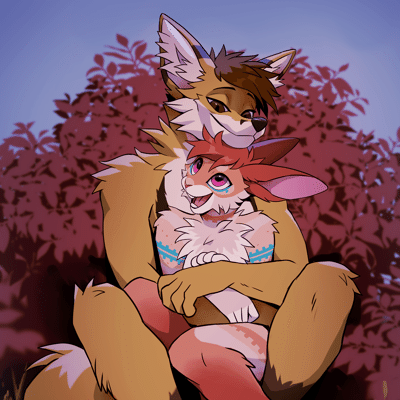 Kobaj holding and protecting Woofy.