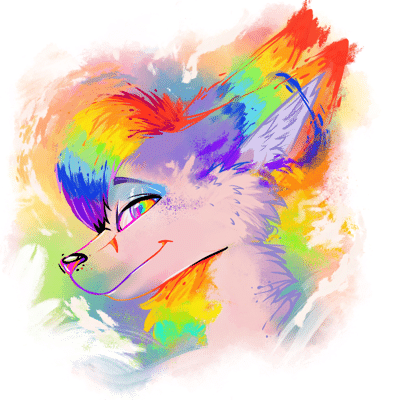 Kobaj bathed in rainbows.