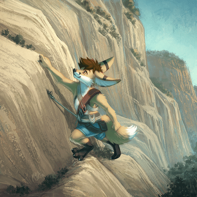 Kobaj rock climbing.