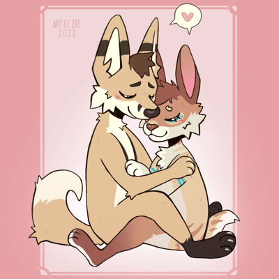 Kobaj and Woofy close together.